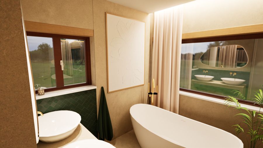 Interiores de moradia familiar — Suite, quartos e casas de banho · Ambientes e materiais
