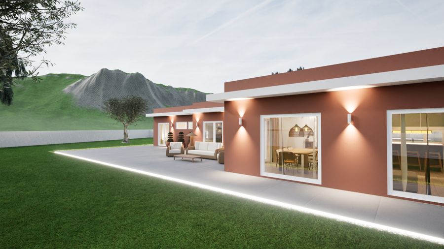 Moradia térrea — Exterior e interiores · 3D e ambientes